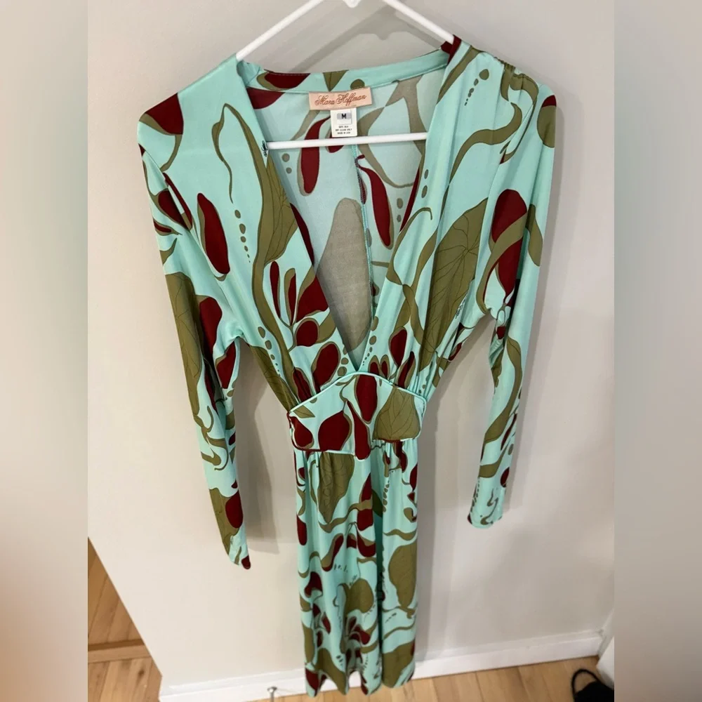 Mara Hoffman Vintage Deep V-Neck Long Sleeve Silk Maxi Dress - Abstract - Medium - Picture 5 of 15